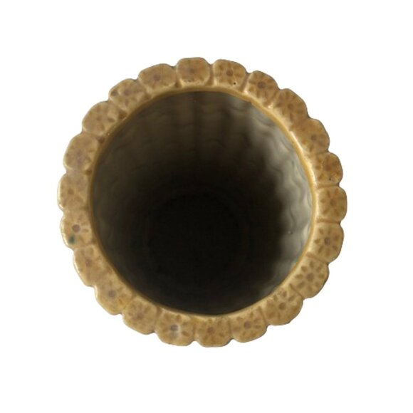 Large vintage artisan made bamboo shaped ceramic flower vase - Picture 7 of 10